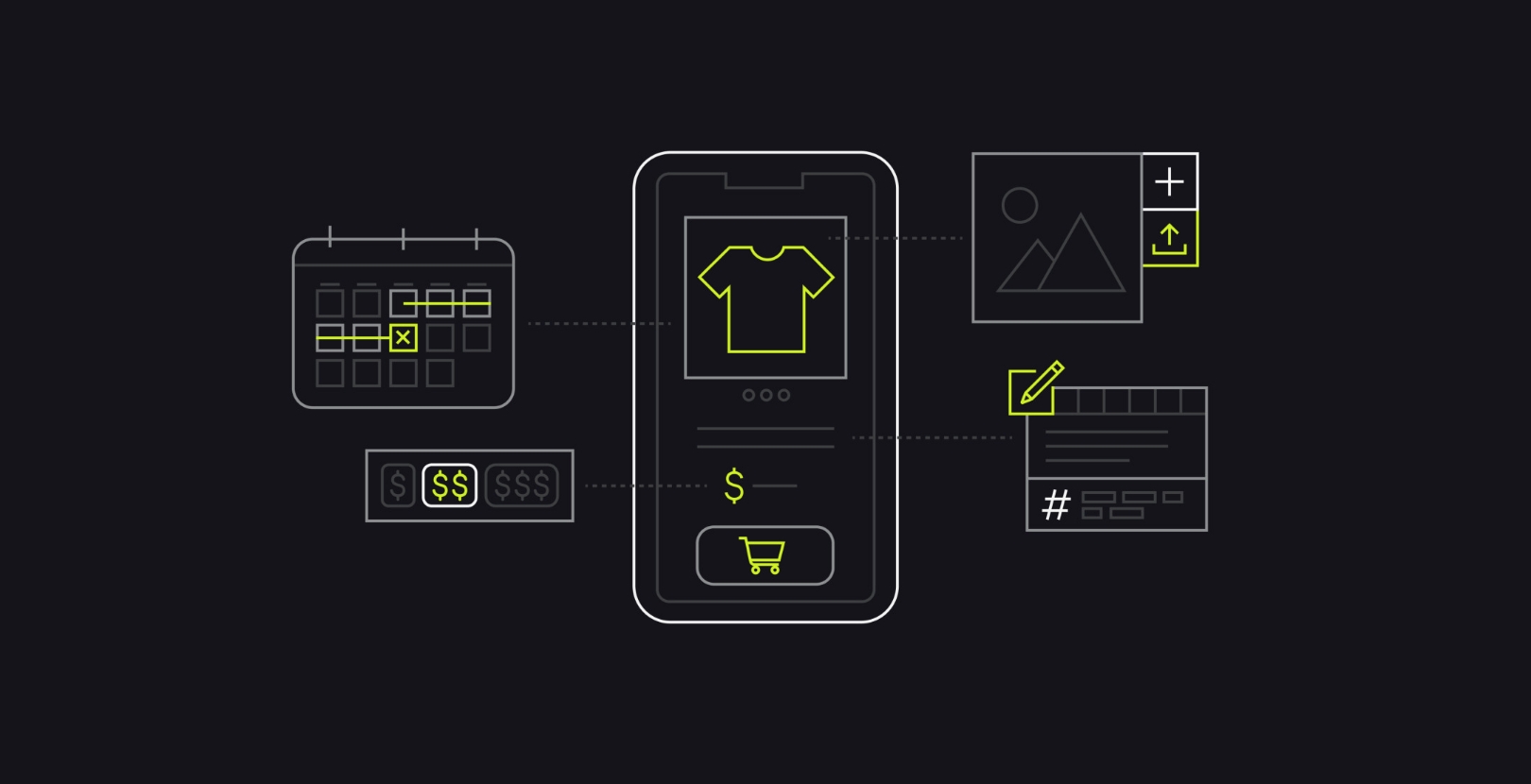 Illustratie van productpagina en prijsopbouw voor een Shopify webshop op maat