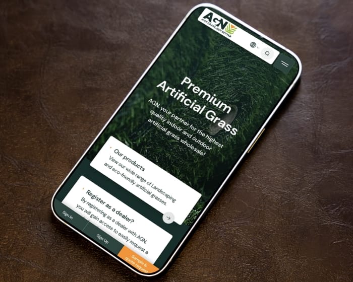 B2B artificial grass e-commerce WordPress UX design and development for AGN