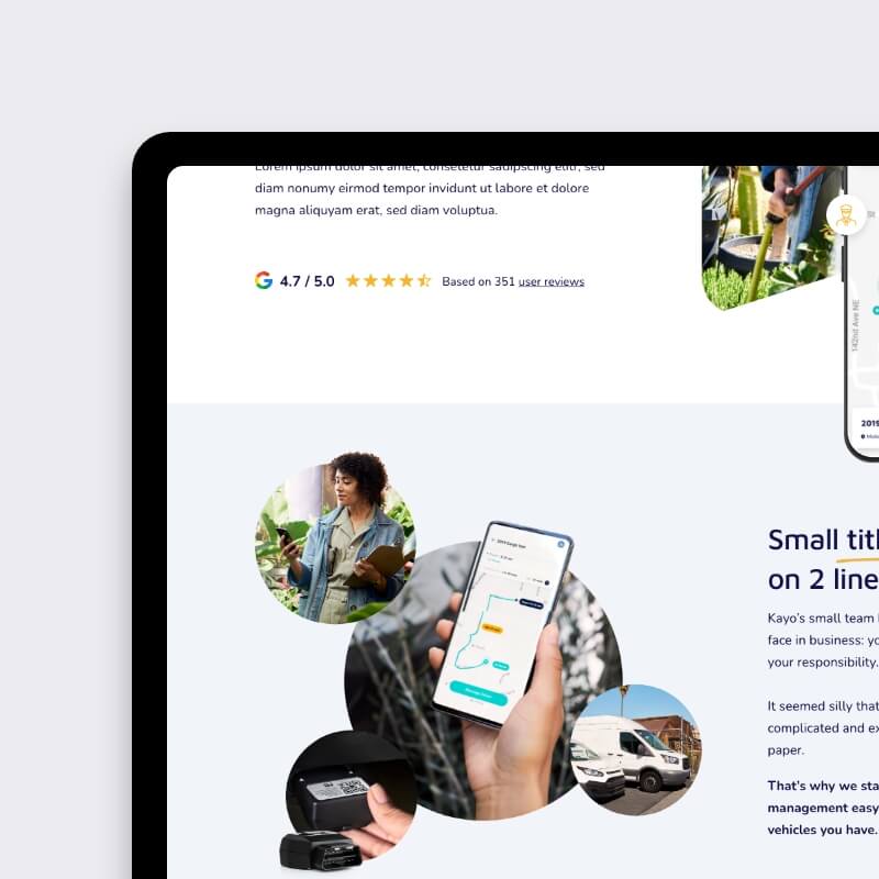 Tablet wireframe showing conversion-focused call-to-action hierarchy