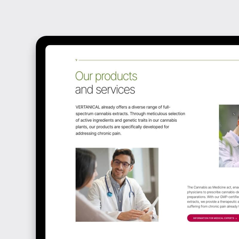 Tablet view of modular content sections for clinical trial stages