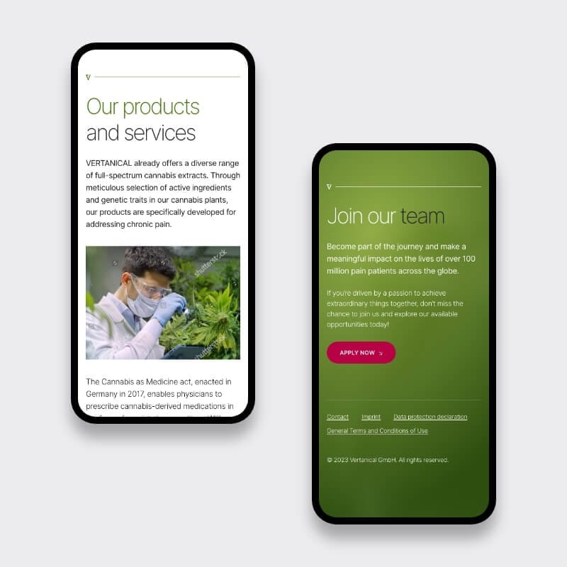 Tablet display of fully built pharmaceutical brand site with clinical compliance focus