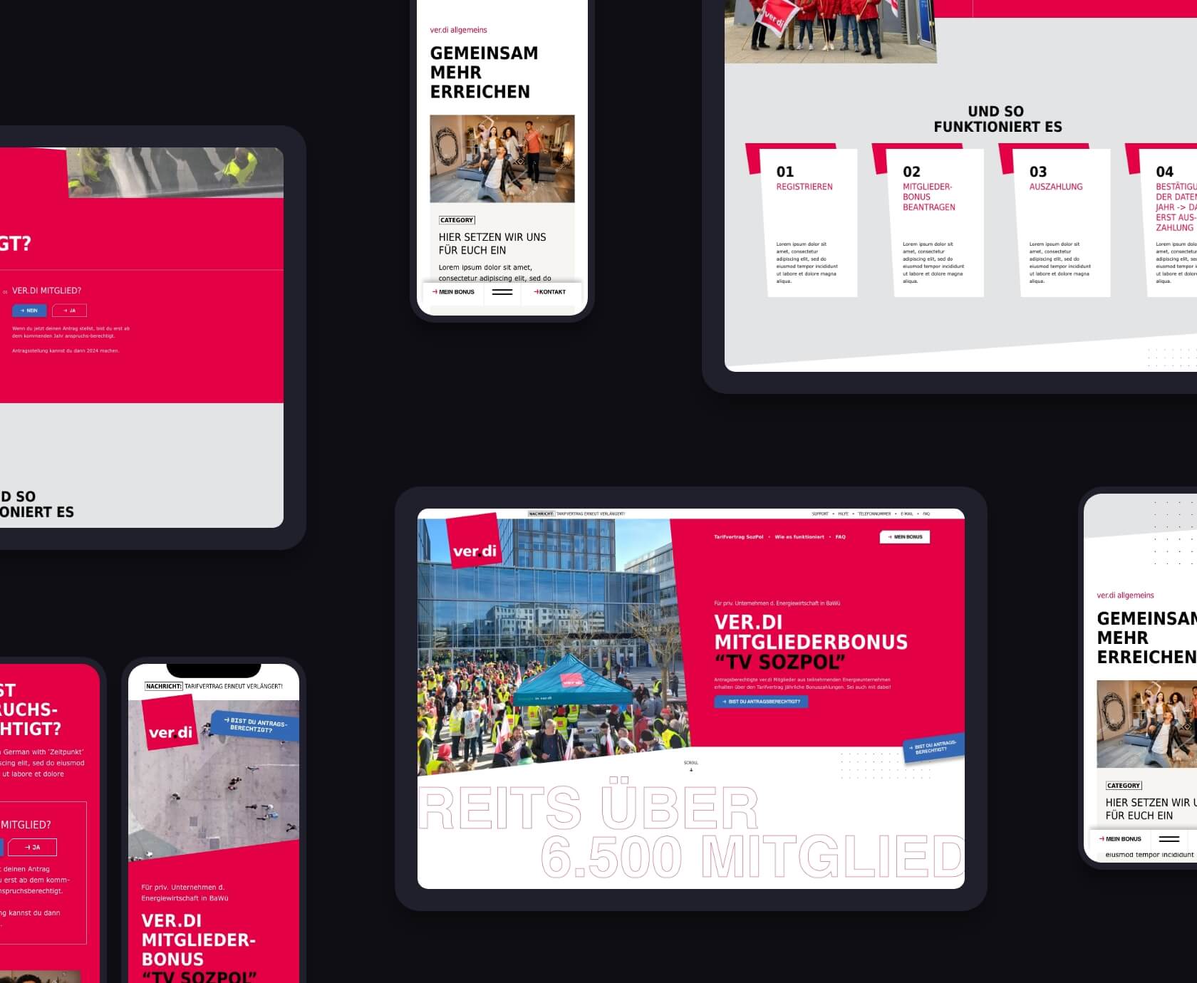 ver.di ledenportaal webdesign op meerdere apparaten