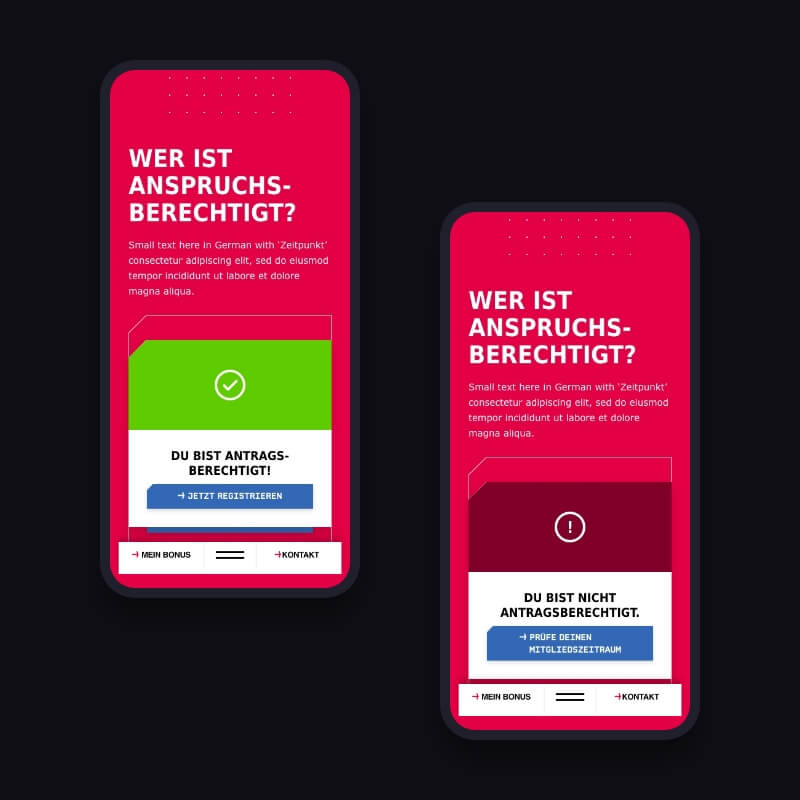 ver.di aanspraakrechtcheck mobiele weergave ledenportaal webdesign