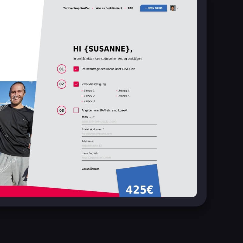 ver.di bonusaanvraag bevestigingsformulier ledendashboard desktop