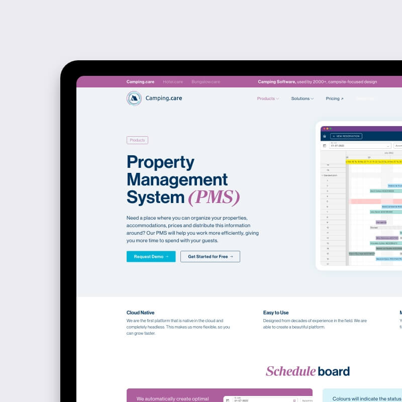 Productpagina van het reserveringssysteem voor campings binnen WordPress multisite