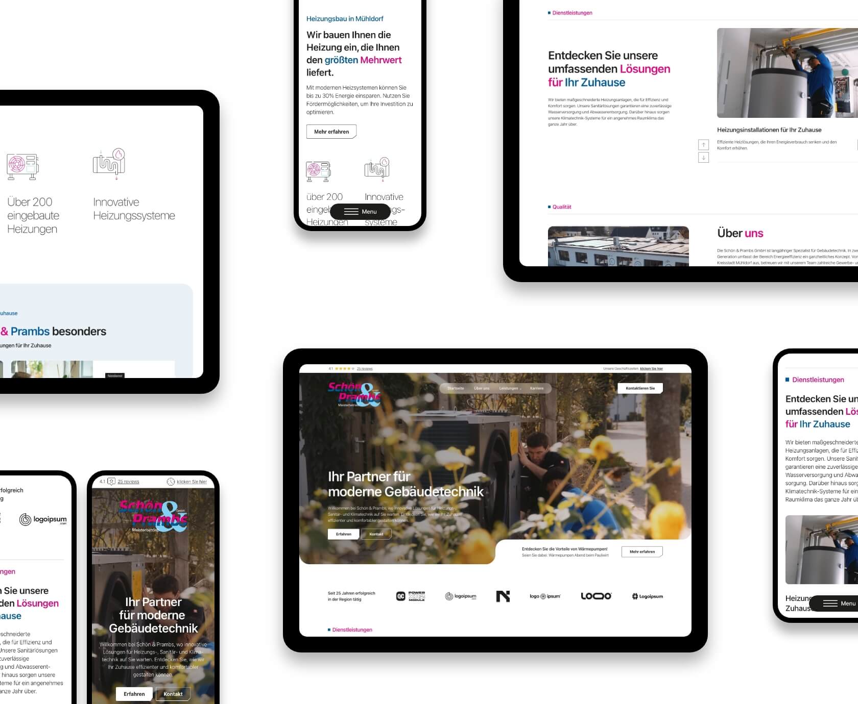 Schön & Prambs verwarmingsbedrijf webdesign op meerdere apparaten