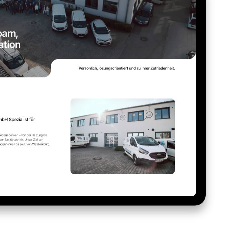 Schön & Prambs bedrijfspand over ons pagina tablet