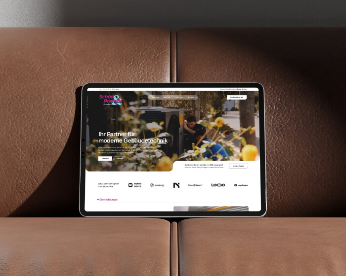 Schön & Prambs verwarmingsbedrijf webdesign op tablet