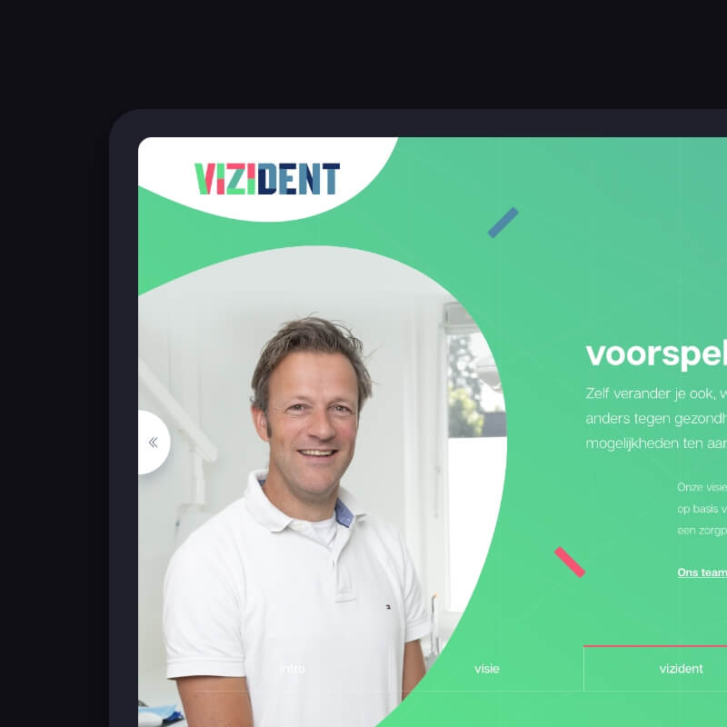 ViZiDent tandarts WordPress website visie sectie desktop