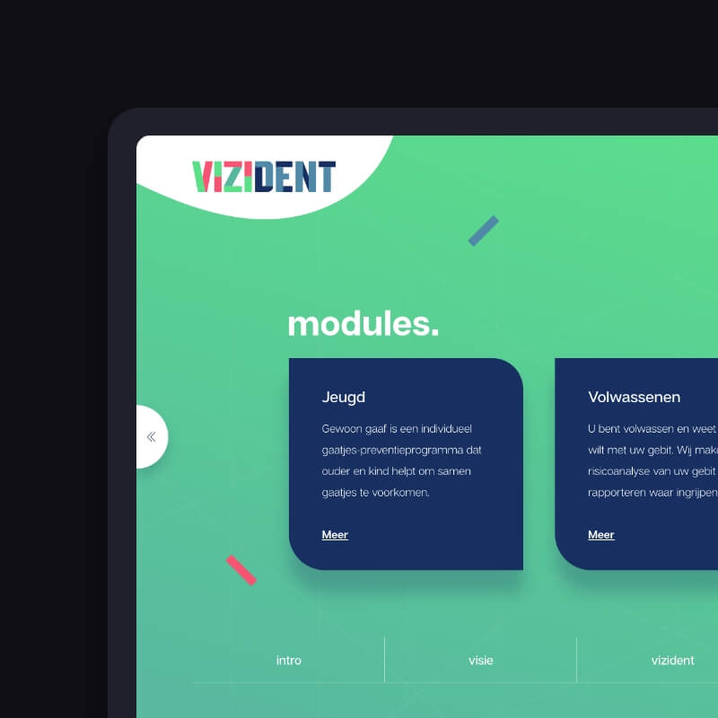ViZiDent modules sectie tandartspraktijk webdesign tablet