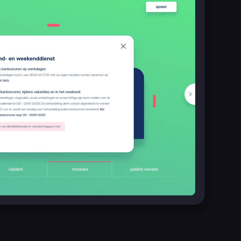 ViZiDent spoed popup online afspraak tandarts tablet