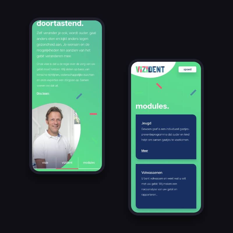 ViZiDent modules en visie mobiele weergave online afspraak tandarts