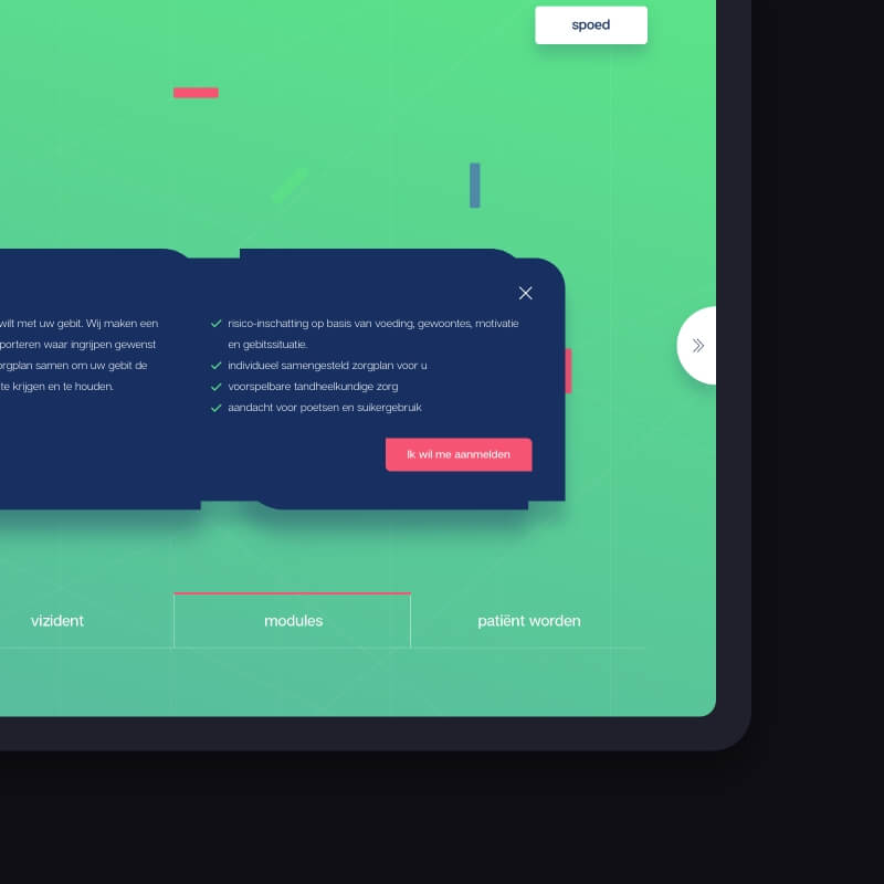 ViZiDent volwassenen module aanmeldknop tandartspraktijk webdesign