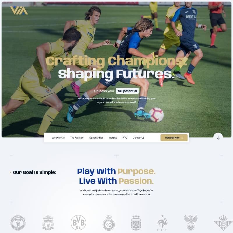 VIA Sports Experiences homepage sportreizen webdesign desktop