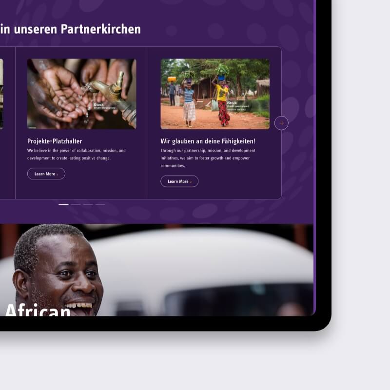 Mission EineWelt partnerkerken projectenoverzicht non-profit webdesign