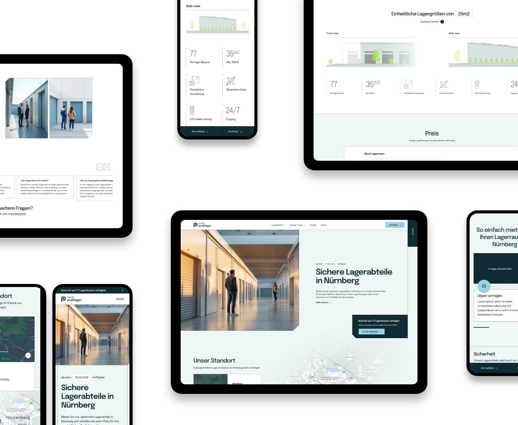 Mein Profilager self storage webdesign op meerdere apparaten