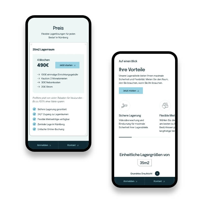 Mein Profilager prijsoverzicht en voordelen mobiele weergave