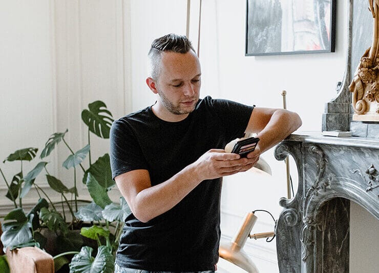 Mobile app design tips, clean UI concept on a desk with planning cards