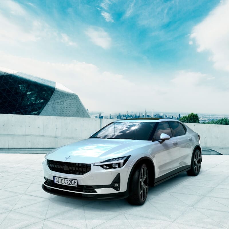 Polestar 2 hero image promoting zero-emission driving on Elektro.auto platform