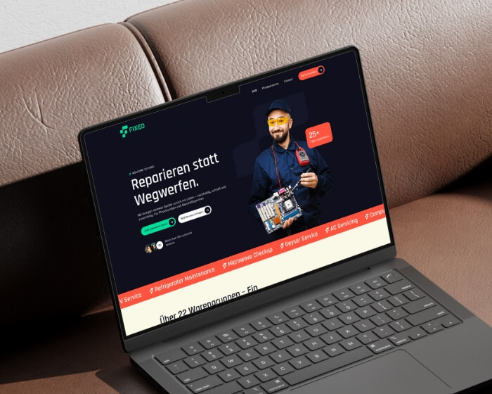 F1xed website redesign op laptop, 