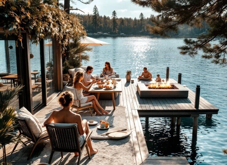 ai-generated product images of a female model in a short dress sunbathing