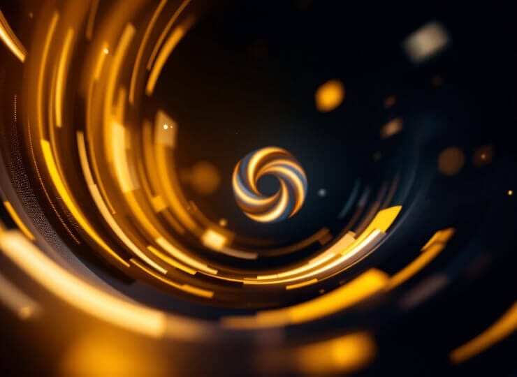 A modern website homepage concept showcasing 3D animations in web design with a spinning animation icon, dark background, and yellow accents.