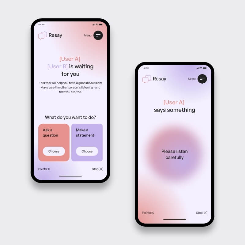Resay maatwerk web applicatie gebruikersinterface iphone discussiescherm