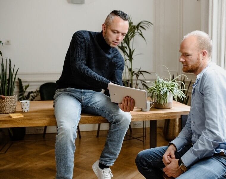 Remote development team discussing a project