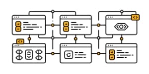 Modern JavaScript frameworks graphic—React & Vue components driving scalable, maintainable frontend development.