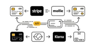 API integration illustration—payments and shipping for conversion-focused online stores powered by scalable ecommerce development.