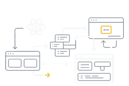React frontend development icon—enterprise-ready JavaScript framework for performance-optimised UI.