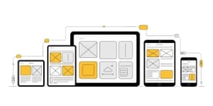 Responsive web development mock-up—mobile-first layout delivering performance-optimised UI in frontend development.