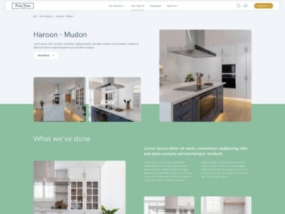 Haroon - Mudon project detail page from a WordPress website redesign showcasing before and after web design in interior design