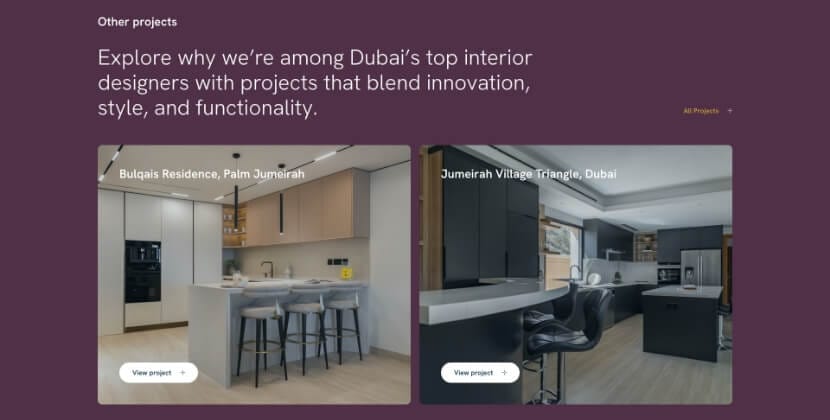 Interior design project showcase from a b2b website UX case study demonstrating how to increase conversion rate online