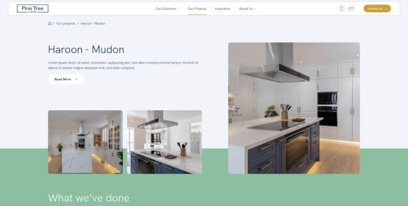 Project detail page in redesigned interior-design site as part of b2b website UX case study