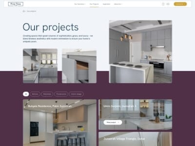 Our projects page showing optimized interior design layouts from a b2b website UX case study focused on WordPress website redesign