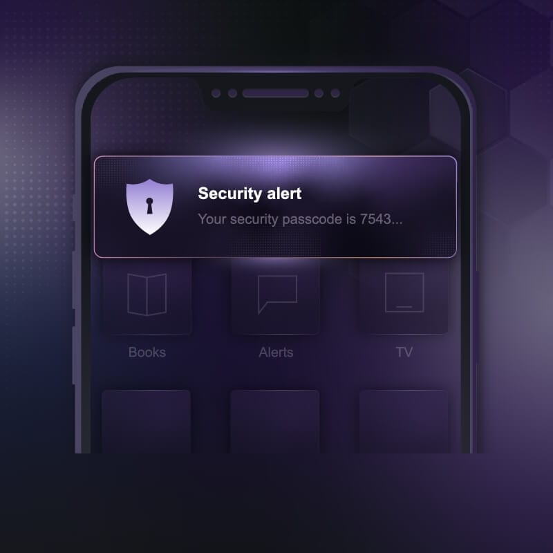 Security-alert pop-up on a smartphone crafted for a sleek dark mode UX