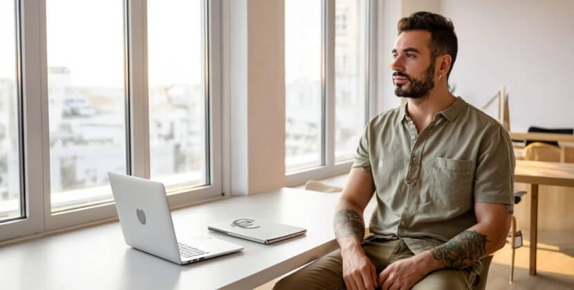 Analyst balancing web design cost versus investment with projected ecommerce website cost benefit and rising web design ROI.