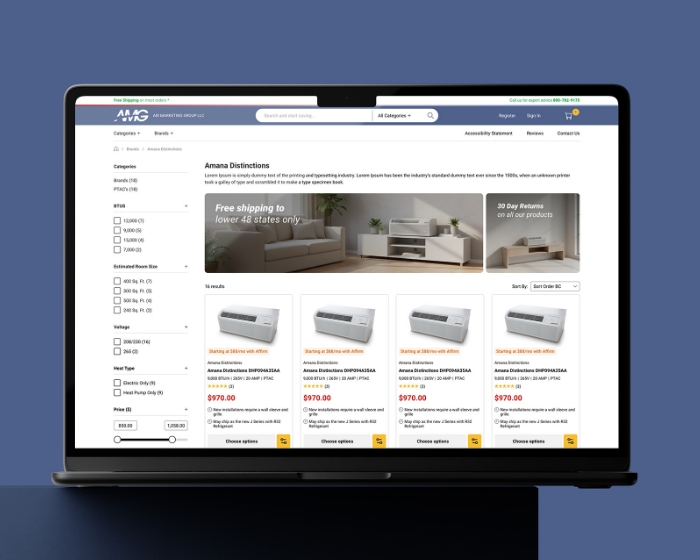 Ecommerce redesign AMG Air landingspagina en categoriepagina case study, webshop UX design featured afbeelding
