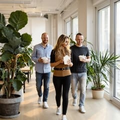 Studio Ubique team in a bright office, UX/UI design for websites and apps