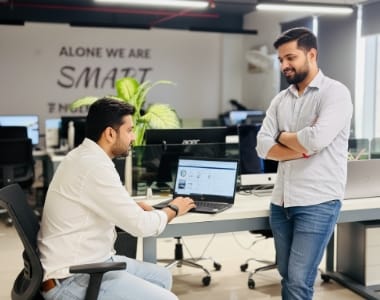 Developers planning lightning-fast websites in a modern office