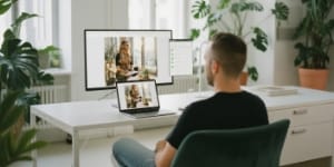 Over-shoulder view while LiteSpeed performance checks run on a preview site