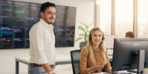 Proactive support with headset on while monitoring servers