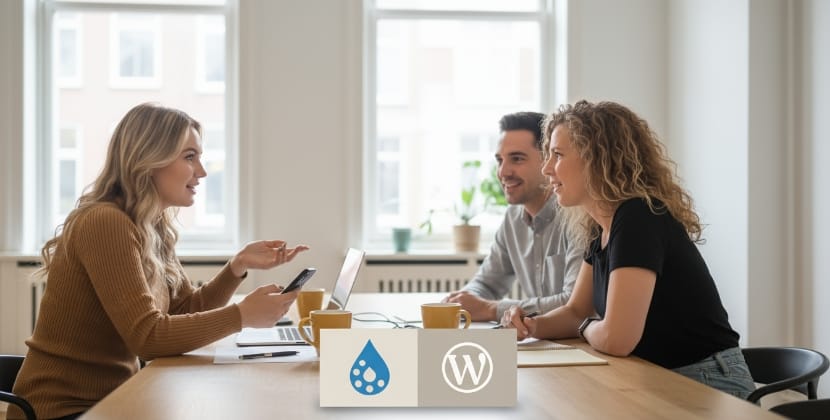 Team discussion on Drupal vs WordPress for website development