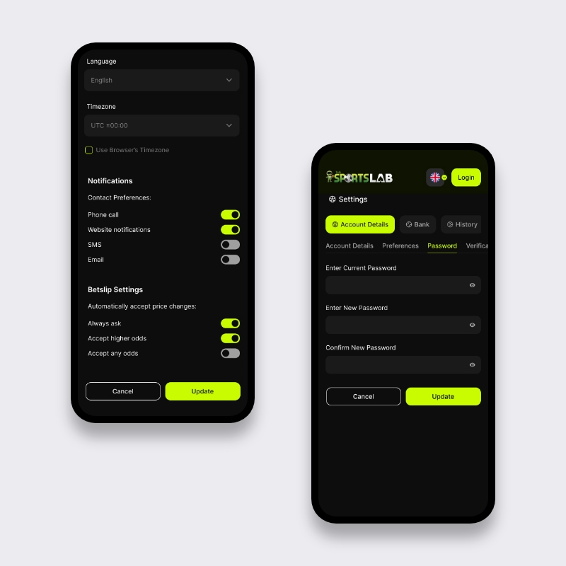 Mobiele sportsbook instellingen: taal, tijdzone, notificaties en betslip-voorkeuren