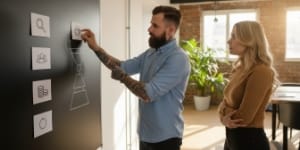 Marketers planning a Google Ads campaign in studio