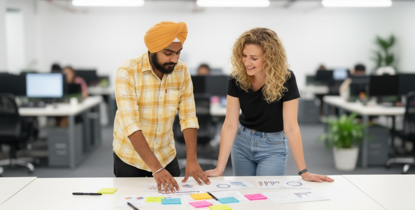 team analyseert analytics en conversiedata van meertalige website