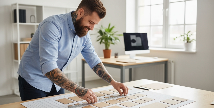 designer legt typografie webdesign swatches en lettertypeopties op tafel