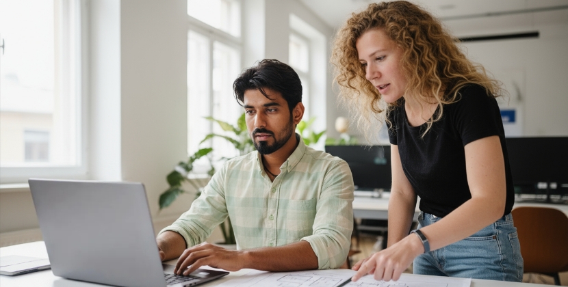 developer en collega analyseren website beveiligen strategie samen