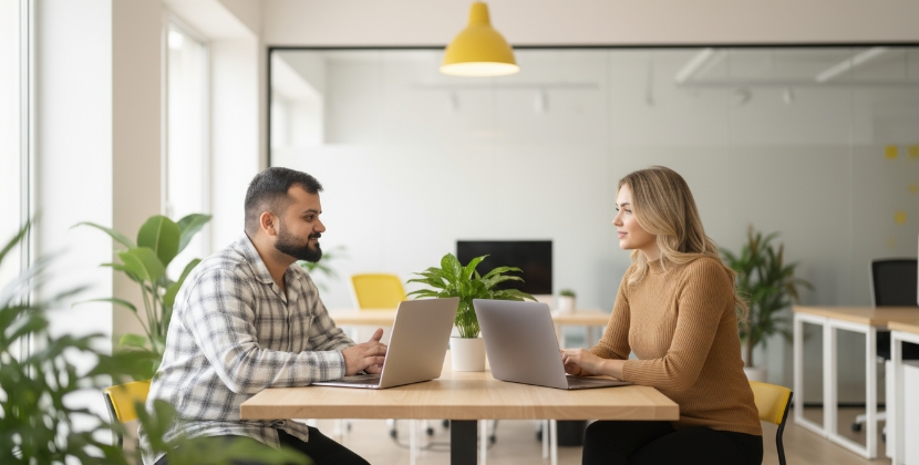 man en vrouw overleggen over website migratie SEO herstelstrategie
